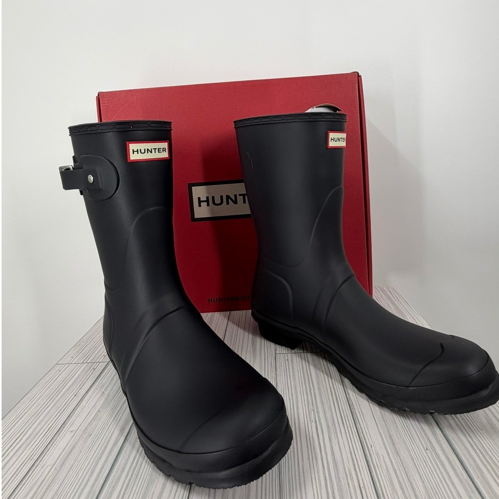 NEW HUNTER Women's Original Waterproof Adjustable Short Rain‎ Boots Navy Blue 10
